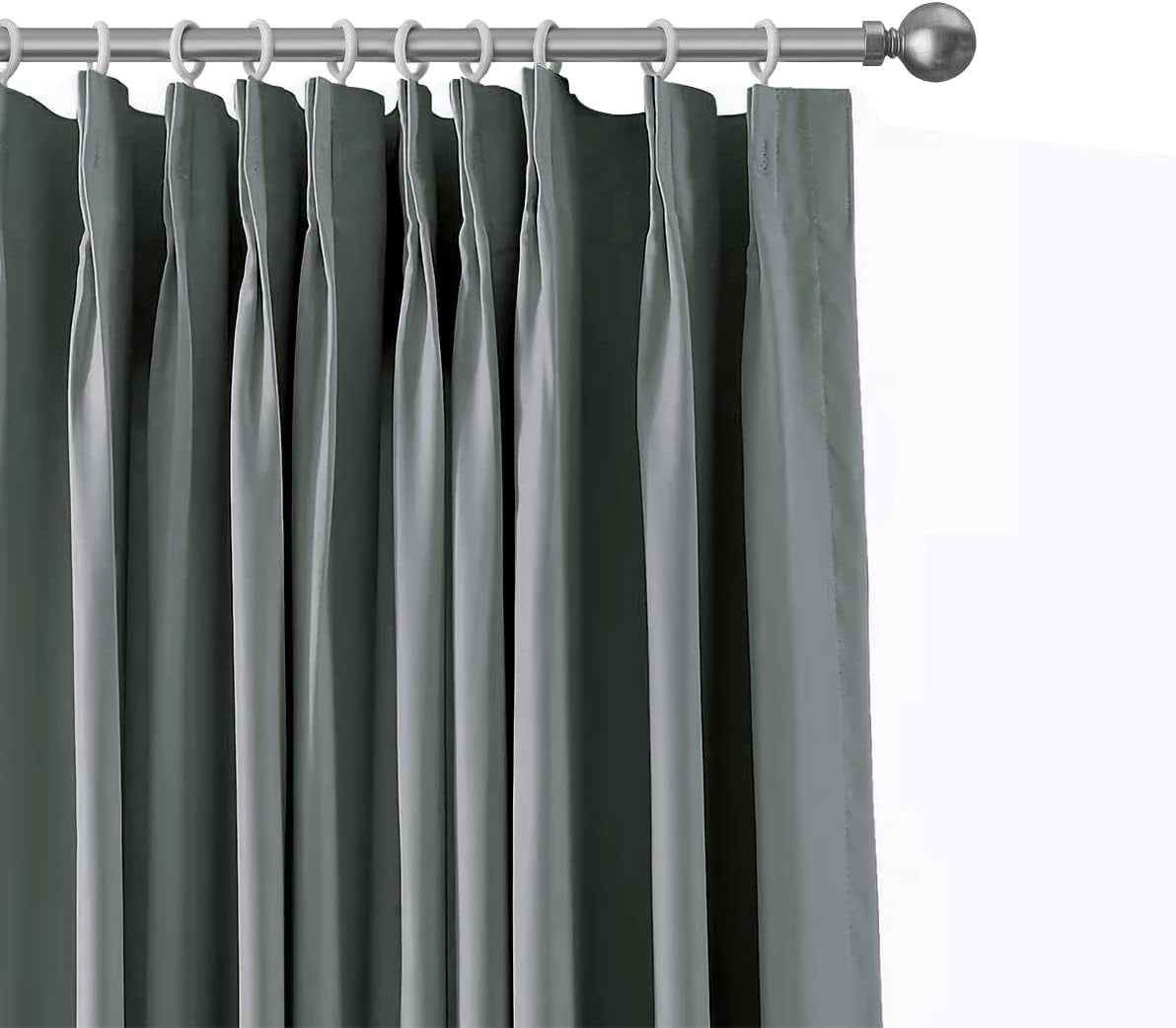 Pinch Pleat Solid Thermal Insulated 95% Greyout Patio Door Curtain Panel Drape for Traverse Rod and Track, Grey 120" W X 84" L (One Panel)