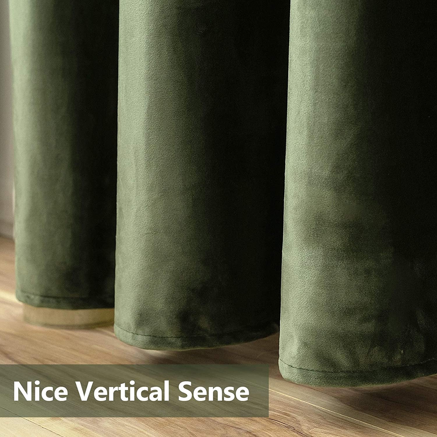 MIULEE Velvet Curtains Olive Green Elegant Grommet Curtains Thermal Insulated Soundproof Room Darkening Curtains/Drapes for Classical Living Room Bedroom Decor 52 X 84 Inch Set of 2  MIULEE   