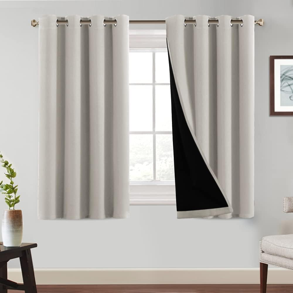 Princedeco 100% Blackout Curtains 84 Inches Long Pair of Energy Smart & Noise Blocking Out Drapes for Baby Room Window Thermal Insulated Guest Room Lined Window Dressing(Desert Sage, 52 Inches Wide)  PrinceDeco Sand Stone 52"W X54"L 
