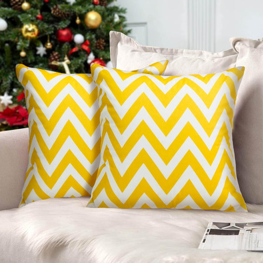 Decorative Throw Pillow Cover Set Home Decoration Yellow Chevron Stripe Toss Throw Pillow Case for Sofa 18" X 18",Set of 2