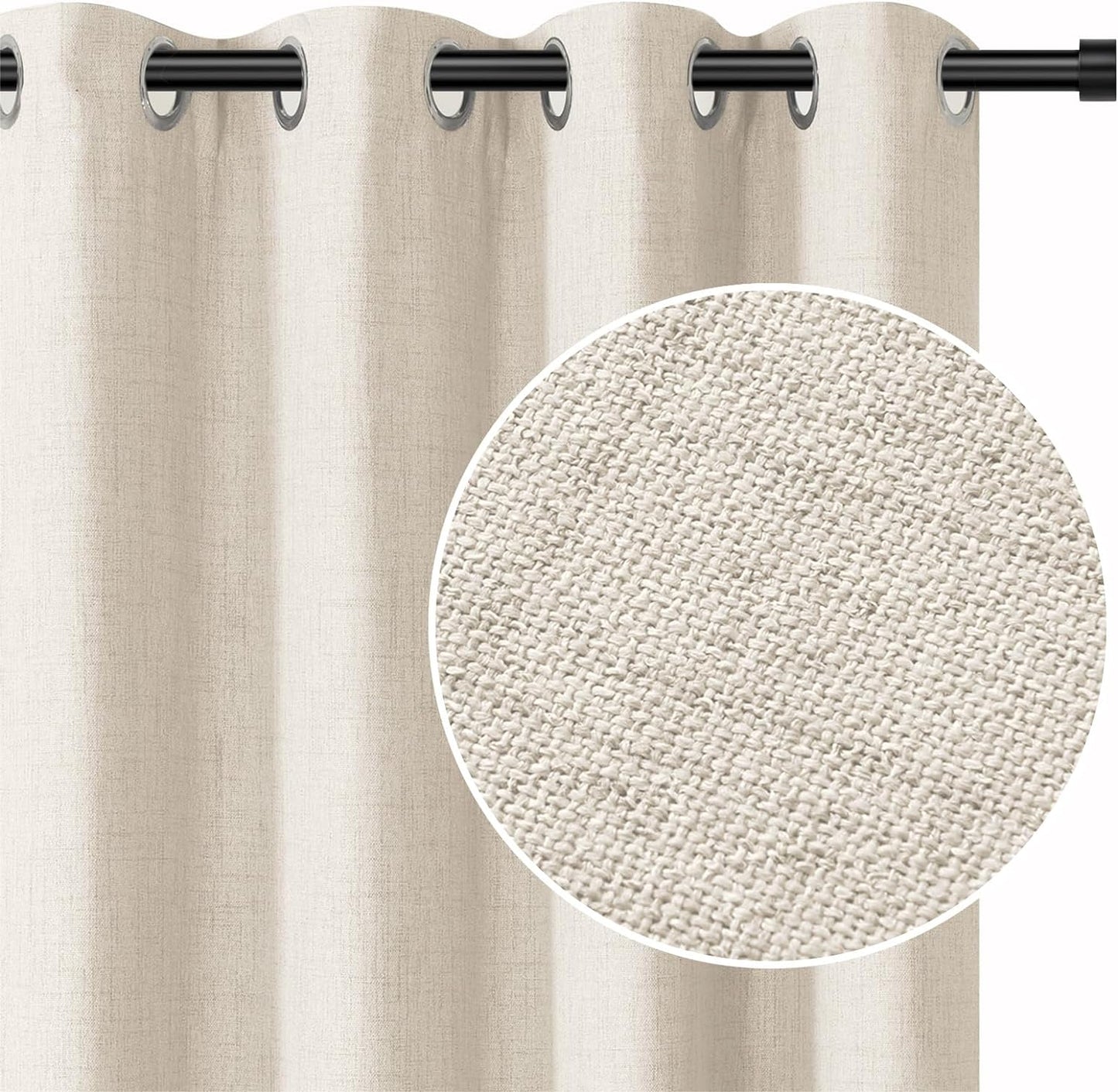 INOVADAY Blackout Curtains 63 Inch Length 2 Panels Set, Thermal Insulated Linen Blackout Curtains & Drapes Grommet Room Darkening Curtains for Bedroom Living Room- Dark Grey, W50 X L63  INOVADAY Cream 50"W X 96"L 