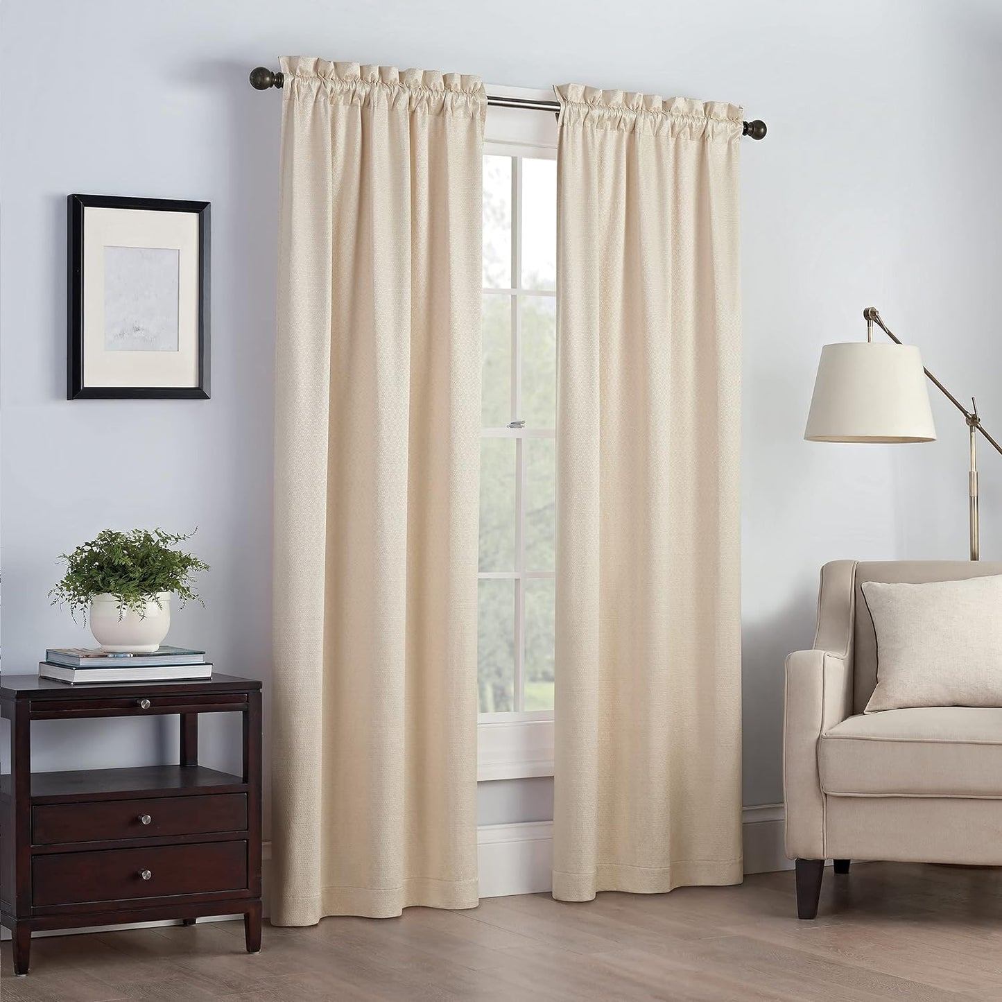 Eclipse Canova Thermal Insulated Single Panel Rod Pocket Darkening Curtains for Living Room, 42 in X 63 In, CHARCOAL  Keeco LLC Ivory 42 In X 95 In 