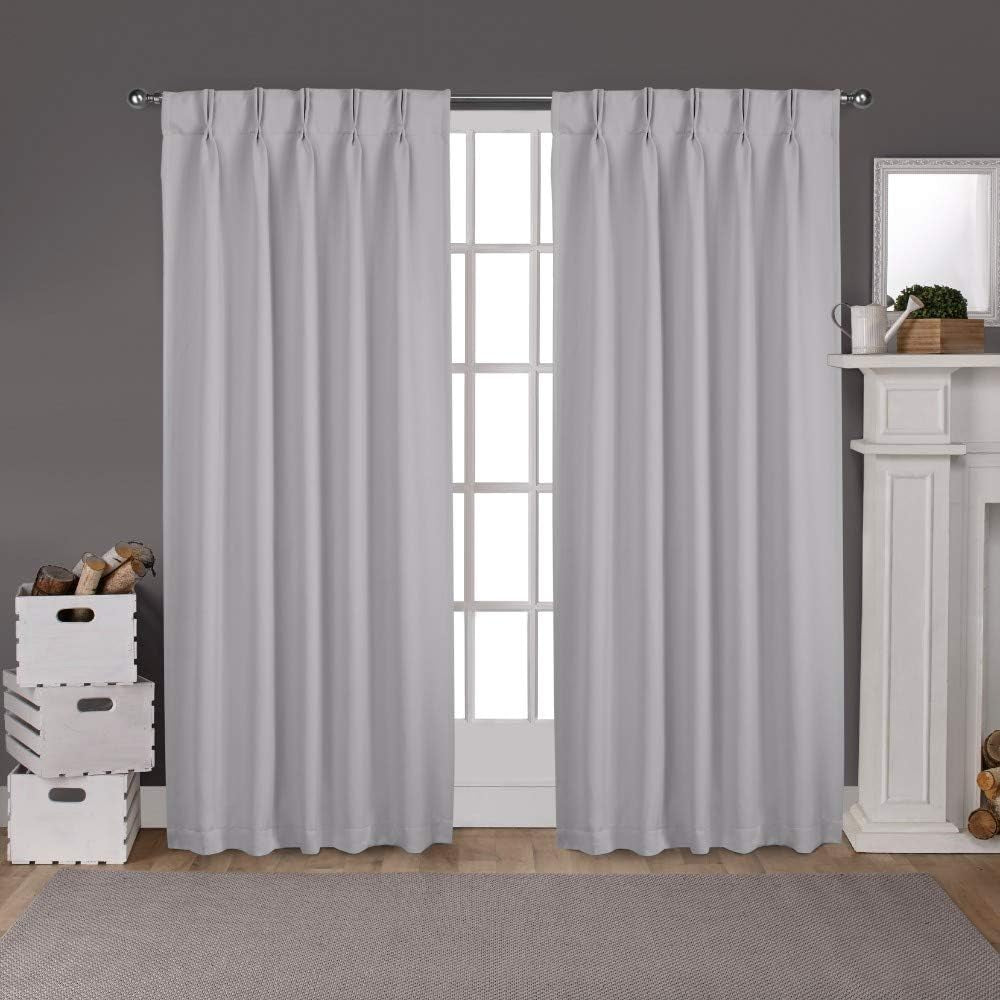 Exclusive Home Sateen Twill Woven Room Darkening Blackout Pinch Pleat/Hidden Tab Top Curtain Panel Pair, 63" Length, Charcoal  Exclusive Home Curtains Silver 108" Length 