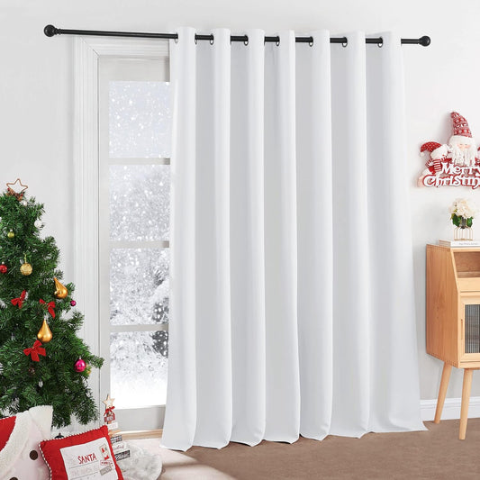 RYB HOME Room Curtains White - Extra Wide Curtain Room Darkening Privacy Shades Vertical Blind for Sliding Glass Door Open Door Sitting Room Pool House Cabin, 100 X 120 Inch Long, Grayish White  RYB HOME   