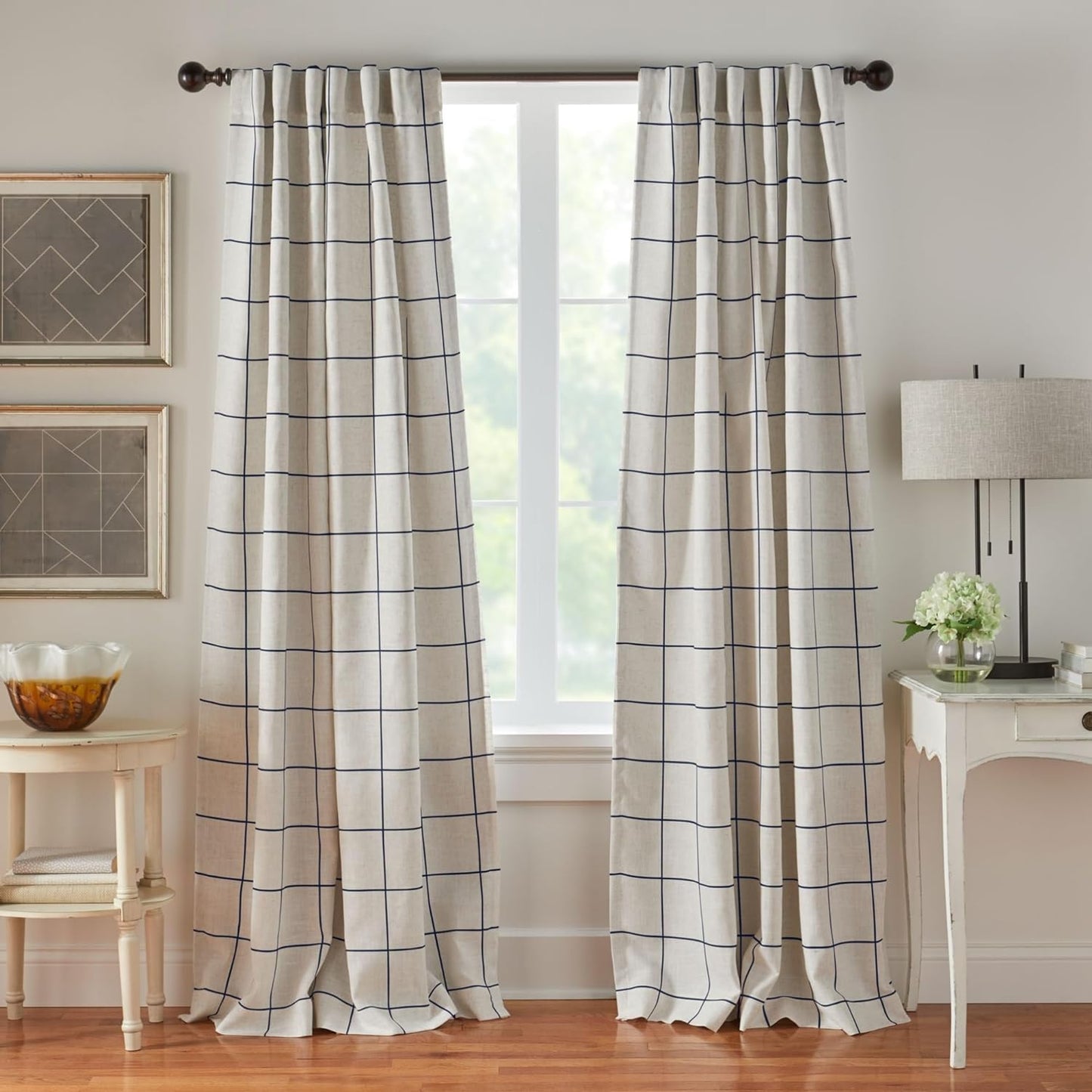 Elrene Home Fashions Brighton Windowpane Plaid Blackout Window Curtain, Living Room and Bedroom Drape with Rod Pocket Tabs, 52" X 95", Grey, 1 Panel  Elrene Home Fashions Indigo 52 In X 95 In 