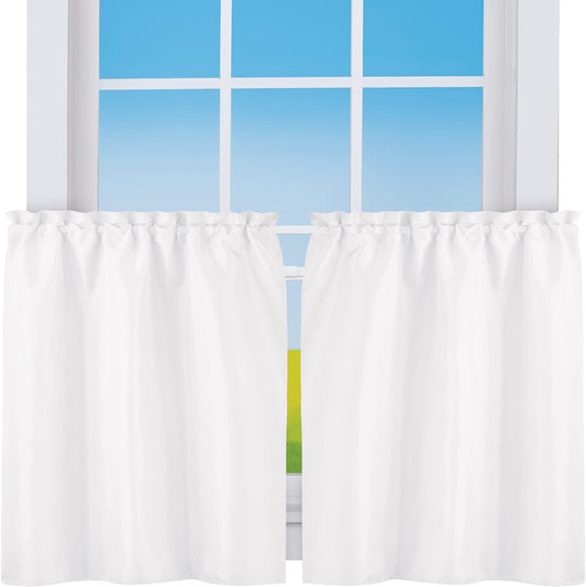 Collections Etc 5-Piece Ruffled Trim Tiers & Panels Window Curtain Set  Winston Brands White 24"L Tiers 