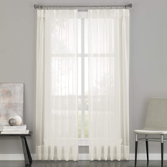 Curtainworks Soho Voile Sheer Pinch Pleat Curtain Panel, 29 by 63", Oyster  CHF Industries Oyster 29 In X 63 In 