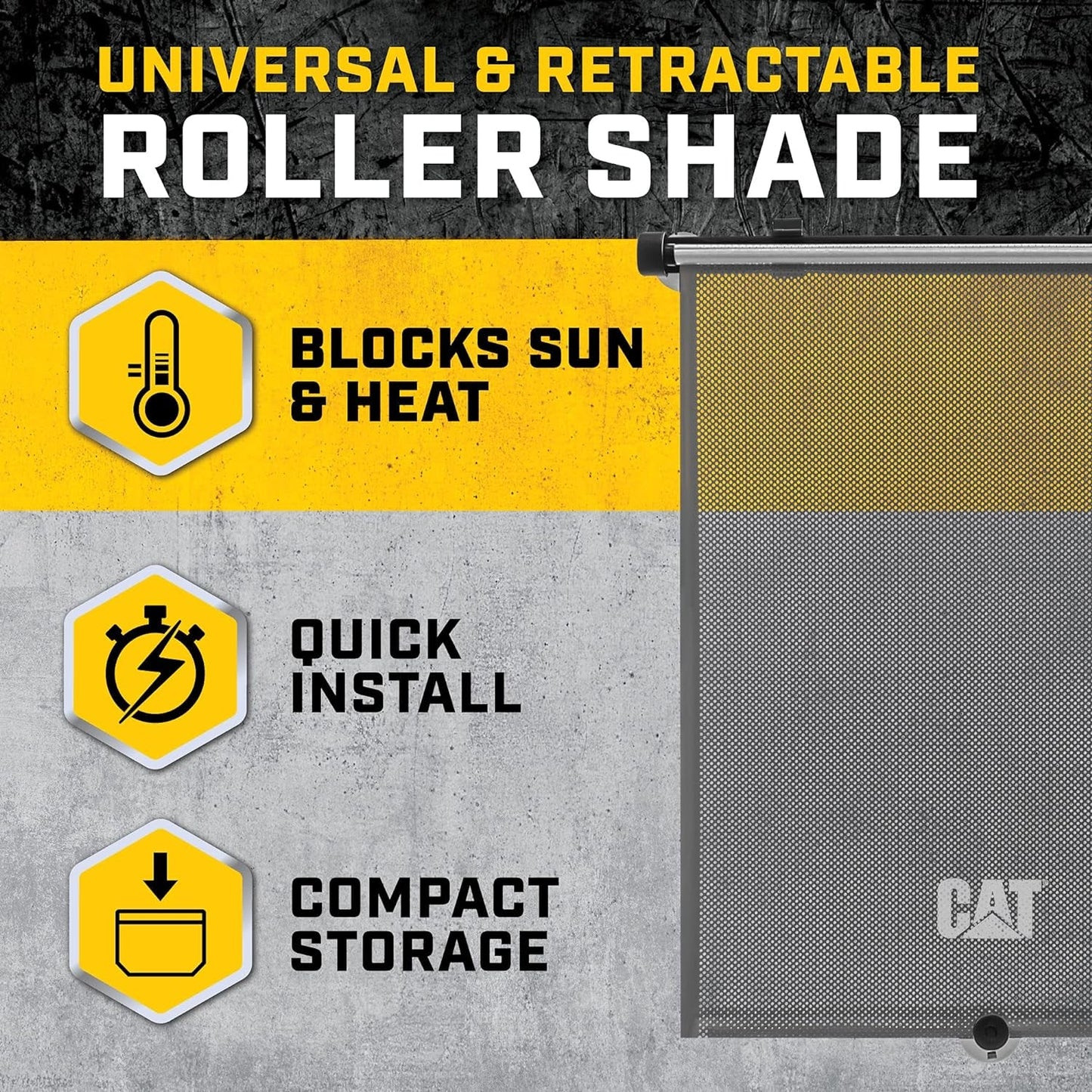 Caterpillar Uvprotect Sun Shade for Car Side Window, UV Shield Universal & Retractable Pull-Down Roller Sunshade, Fits Auto Car Sedan SUV Truck Van 14X19In, 2 Piece (CAAS-030)