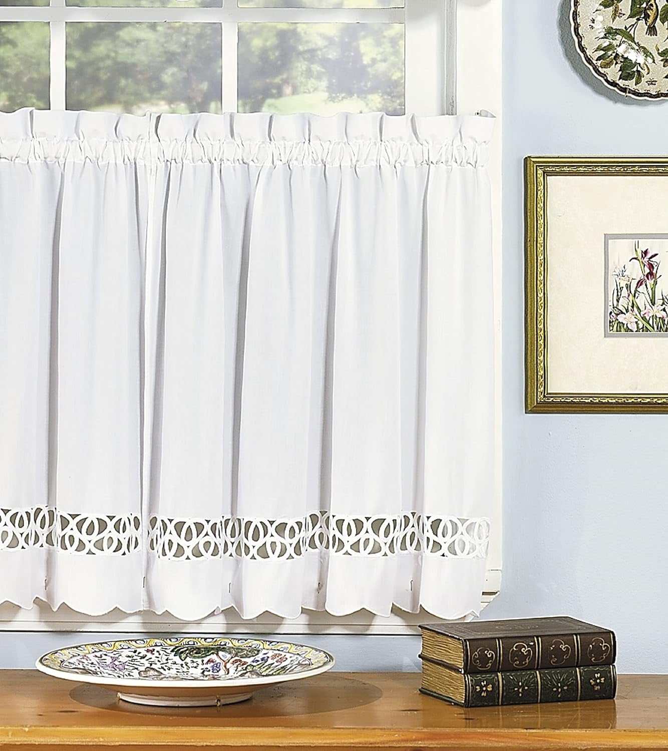 Today'S Curtain Hellina Tapework Window Swagger, 63-Inch, White - Hellina CA1800K  Today's Curtain White Tier 60"W X 30"L 