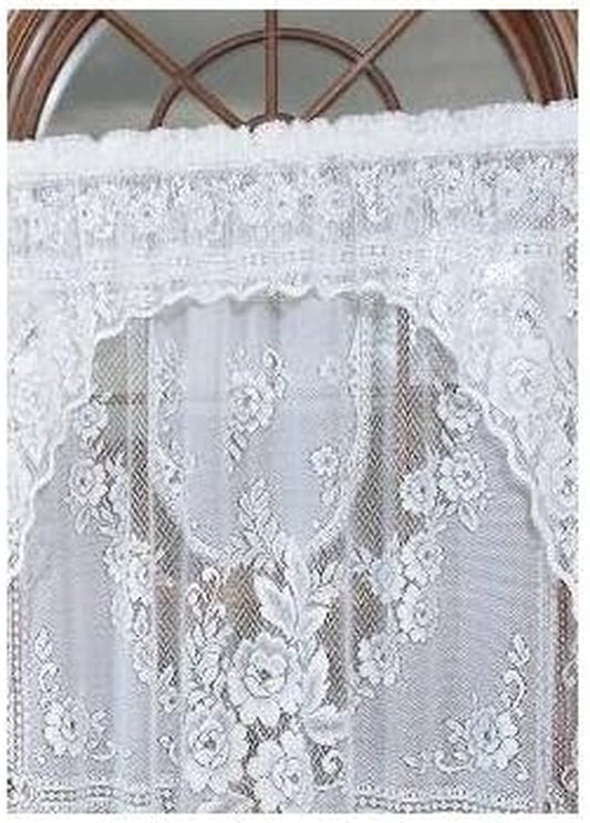 Heritage Lace Victorian Rose 36-Inch Wide by 11-Inch Drop Insert Valance, White