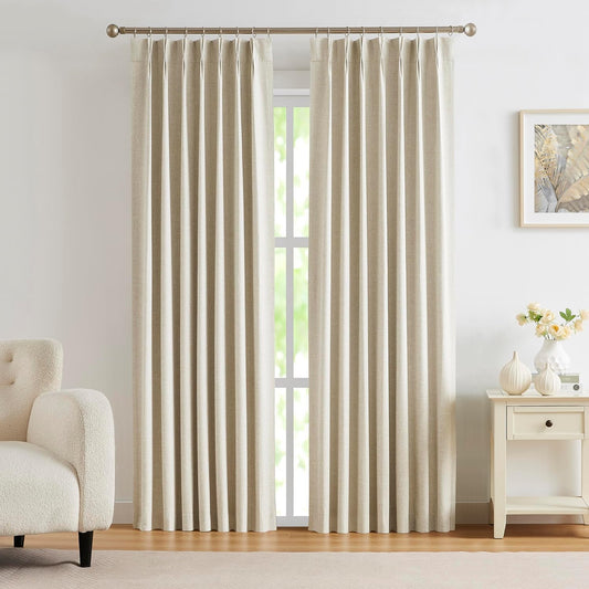 Kayne Studio Blended Linen Pinch Pleat Blackout Curtains 84 Inch Long for Living Room Bedroom,Thermal Insulated Window Treatments Pleated Drapes for Track with 9 Hooks,40"X84",Dark Linen,1 Panel  Kayne Studio Dark Linen 40"X84"X1 