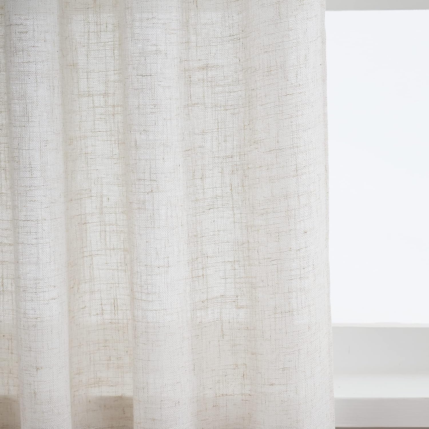 VOILYBIRD Natural Linen Semi Sheer Curtains Tab Top Light Filtering Elegant Curtains & Drapes for Living Room 52 X 84 Inch Length, Set of 2 Panels  VOILYBIRD   