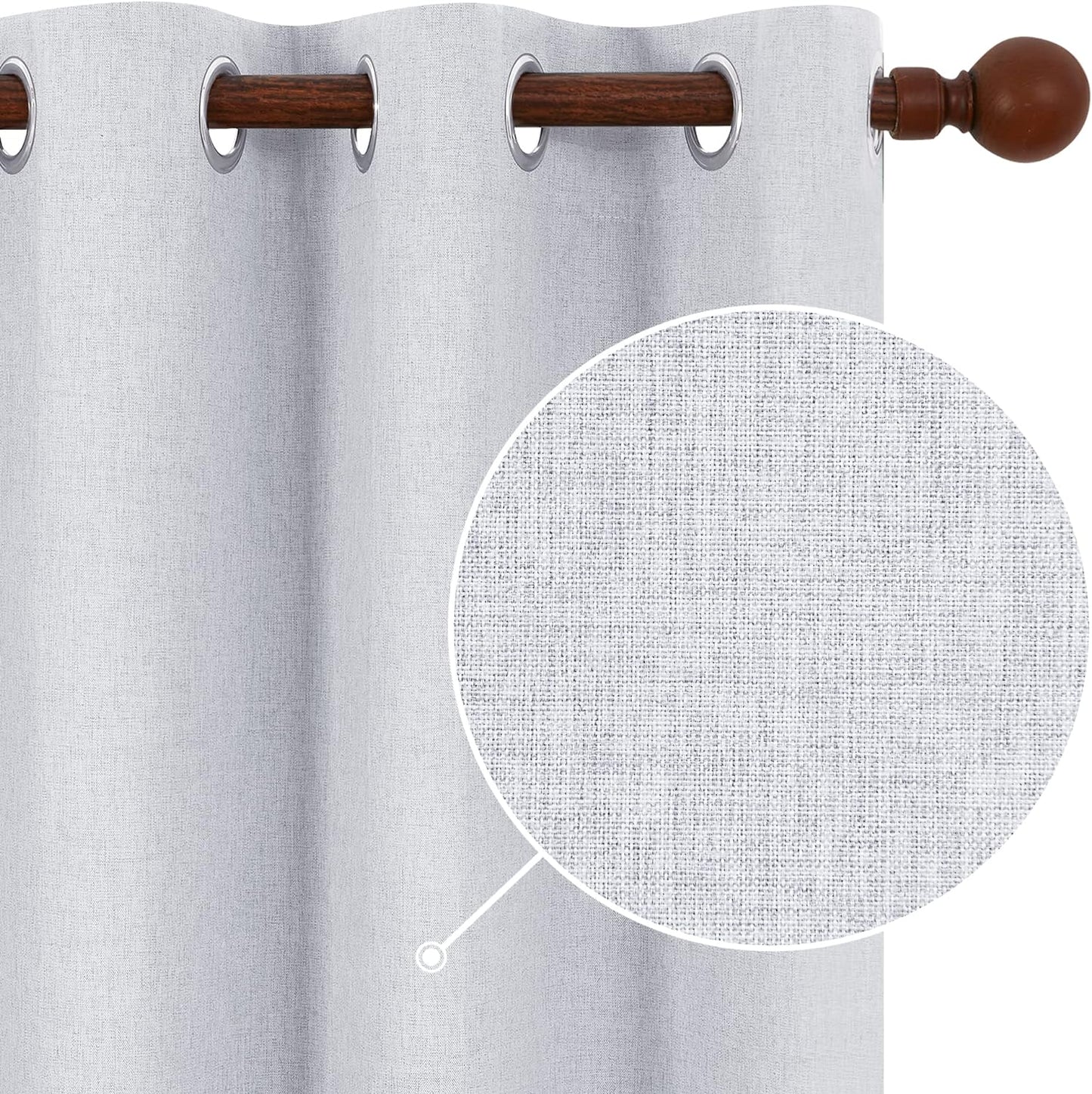 Deconovo Faux Linen Total Blackout Curtains 63 Inches Length, Light Blue, Grommet Thermal Insulated Curtain, Noise Reduction Draperies for Bedroom Living Room, 52" W X 63" L, 1 Pair  DECONOVO Light Grey 42Wx96L Inch 