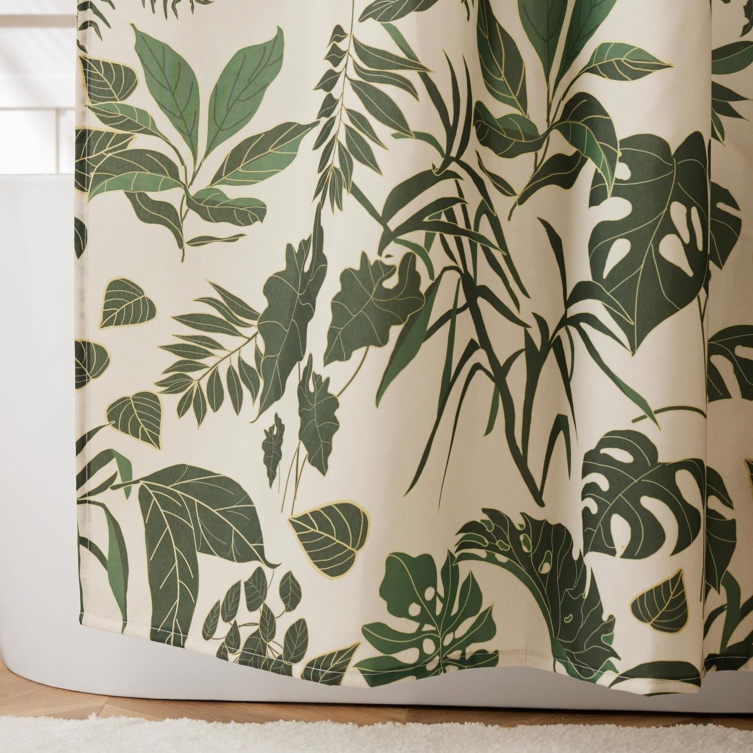 Boho Shower Curtain Green Shower Curtain Cute Floral Shower Curtains for Bathroom Allover Jungle Tropical Leaves Plant Shower Curtain Waterproof Polyester Fabric Shower Curtain 72X72 Inch