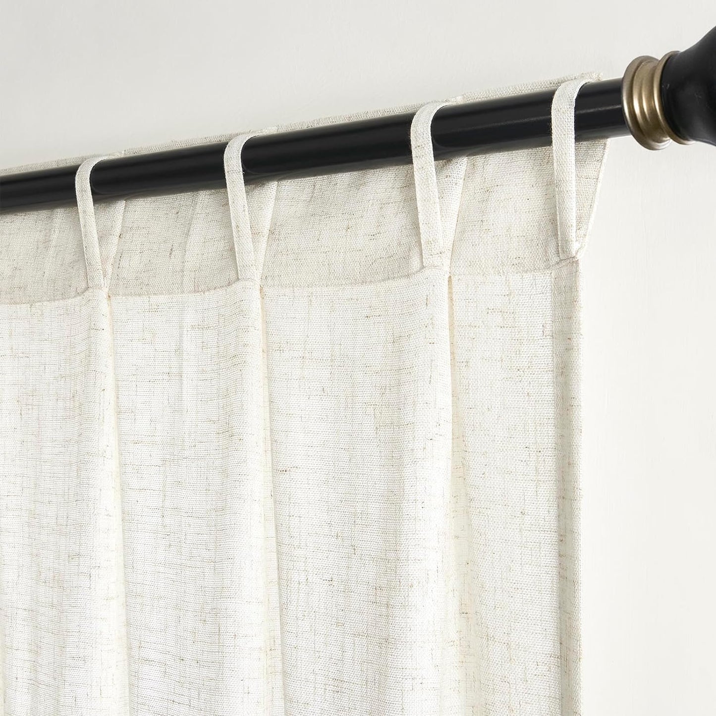 Maison Colette Pinch Pleat Natural Linen Sheer Curtain 95 Inches Long,Back Tab Stripe Transparent Voile Window Drapes for Bedroom/Living Room, 2 Panels,42" Width,Linen  Maison Colette Home   