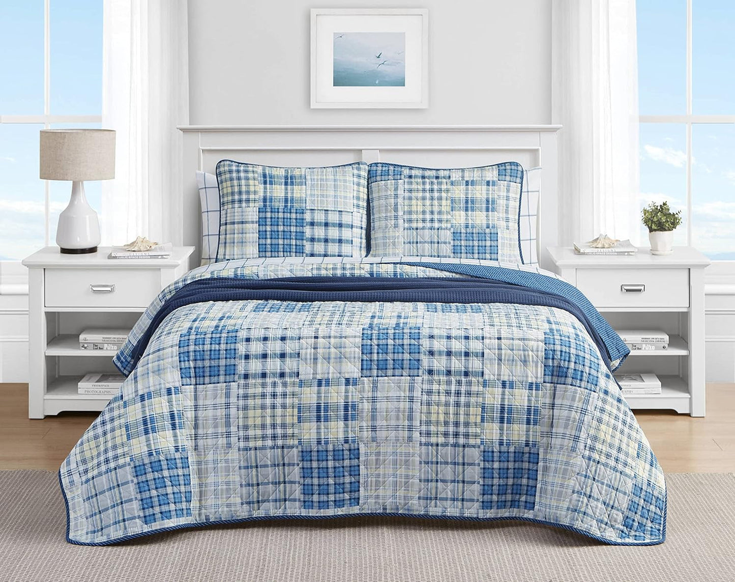 Nautica - Twin Quilt Set, All Season Cotton Home Bedding, Lightweight & Reversible Home Decor (Raeford Blue, Twin)