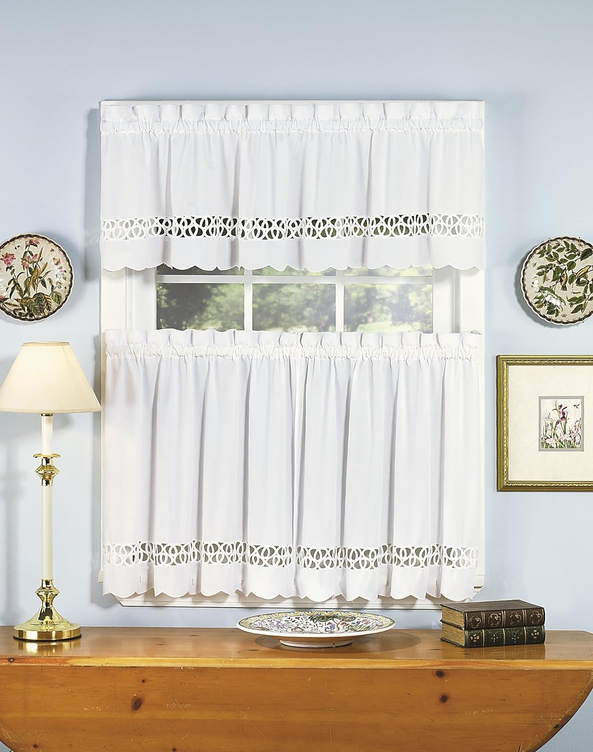 Today'S Curtain Hellina Tapework Window Swagger, 63-Inch, White - Hellina CA1800K  Today's Curtain White Tier 60"W X 24"L 