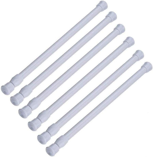 6PCS Cupboard Tension Rod,Adjustable Spring Tension Curtain Rod Window Rods for Kitchen Window Bathroom (Smal Tension Rod 10 Inch to 16 Inch)