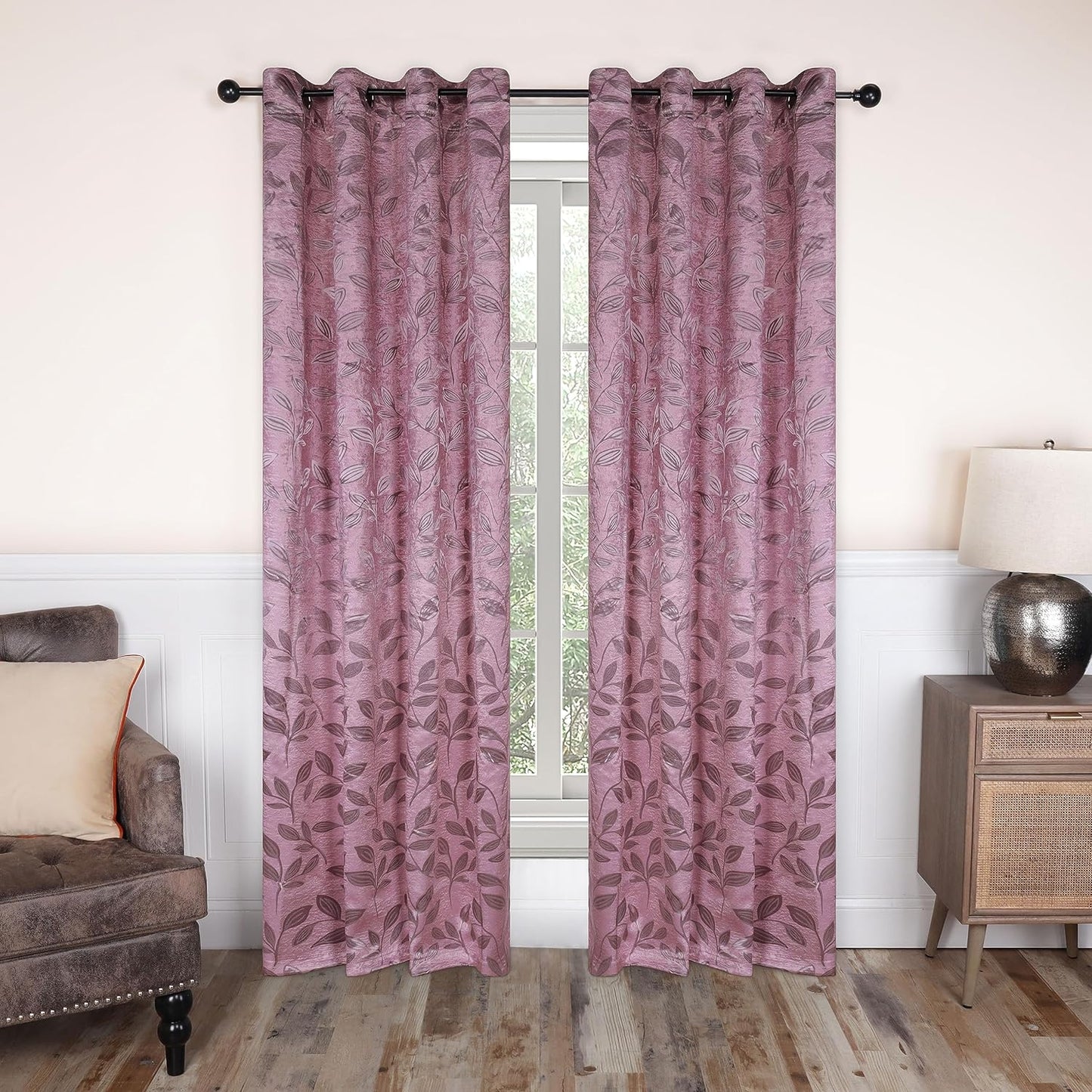 Superior Blackout Curtains, Room Darkening Window Accent for Bedroom, Sun Blocking, Thermal, Modern Bohemian Curtains, Leaves Collection, Set of 2 Panels, Rod Pocket - 52 in X 63 In, Nickel Black  Home City Inc. Blush 52 In X 72 In (W X L) 