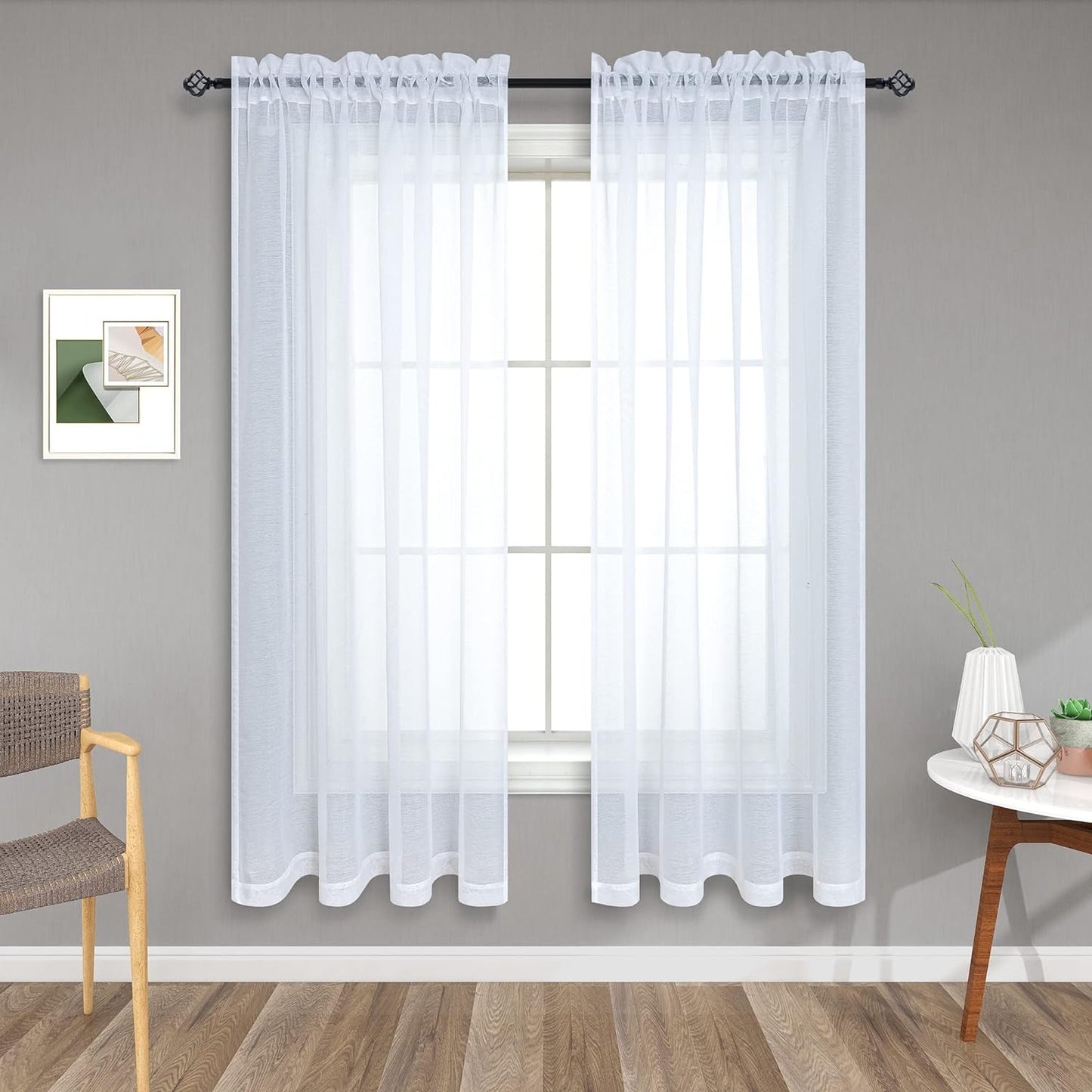 Terracotta Curtains 84 Inch Length for Living Room 2 Panel Sets Rod Pocket Sheer Curtains for Living Room Rust Burnt Orange Red  PITALK TEXTILE White 52X63 