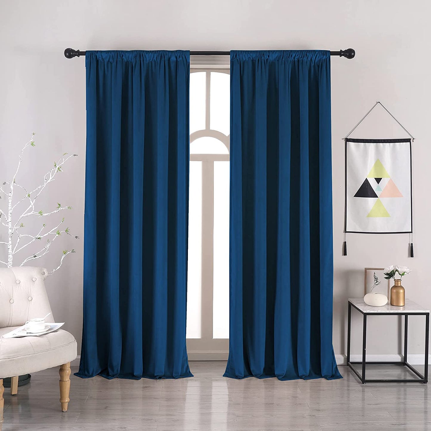 Nanbowang Green Velvet Curtains 63 Inches Long Dark Green Light Blocking Rod Pocket Window Curtain Panels Set of 2 Heat Insulated Curtains Thermal Curtain Panels for Bedroom  nanbowang Navy Blue 52"X72" 