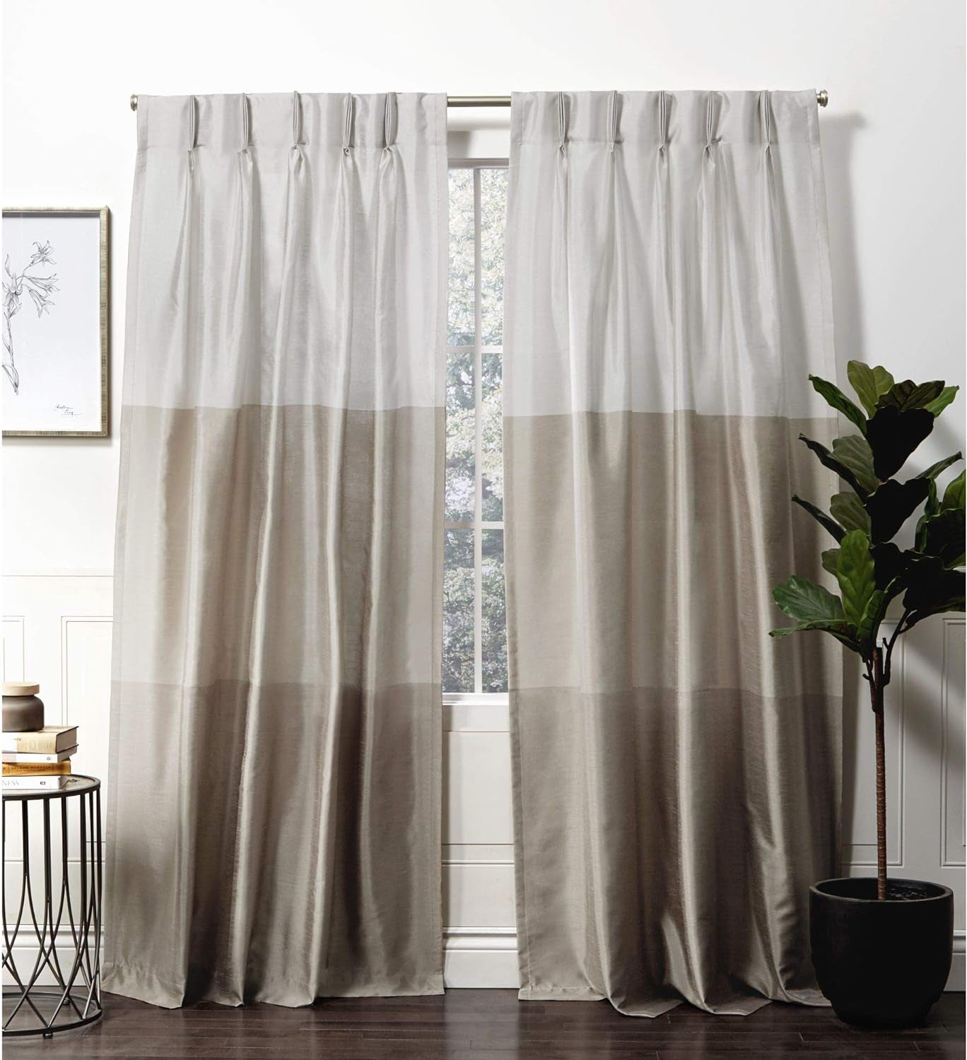 Exclusive Home Curtains Chateau Light Filtering Pinch Pleat Curtain Panels, 96" Length, Blush, Set of 2  Exclusive Home Curtains Taupe 27X96 