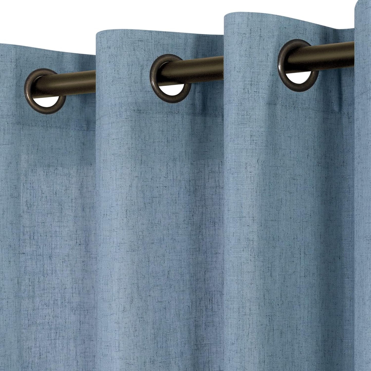 KOUFALL Beige Rustic Country Curtains for Living Room 84 Inches Long Flax Linen Bronze Grommet Tan Sand Color Solid Faux Linen Curtains for Bedroom Sliding Glass Patio Door 2 Panels  KOUFALL TEXTILE Stone Blue 52X108 