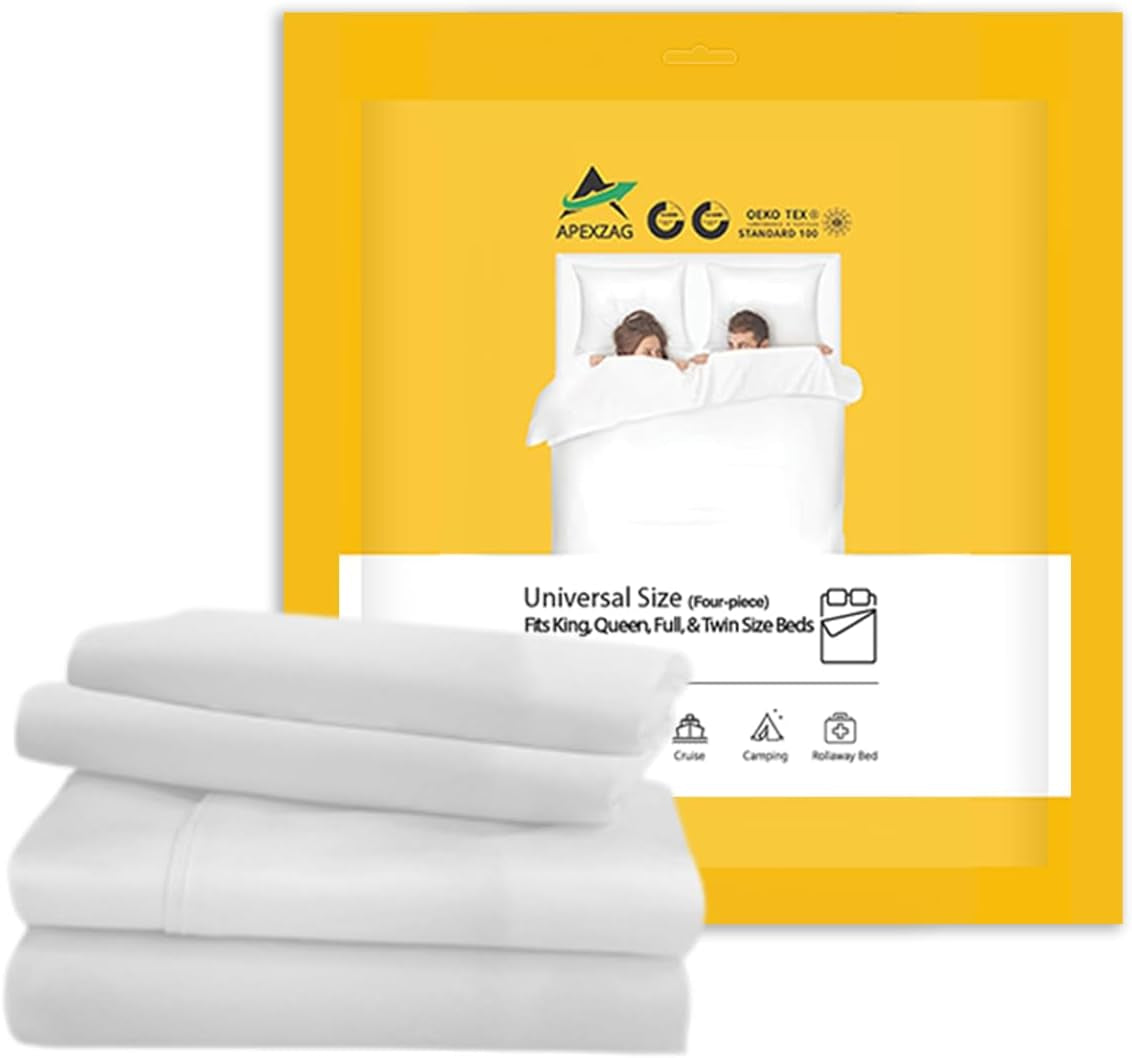2 Pack Disposable Bed Sheets | Universal Size | Pillowcase and Quilt Cover Set for Travel, Hotel, Camping, Hospital and Home Use - Soft and Durable Non-Woven Fabric