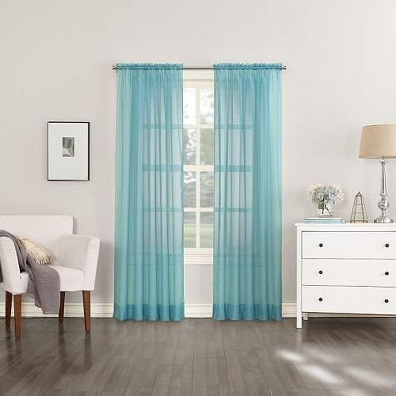Empire Home Fashion Elegance (2) Panels Sheer Window Curtains Drapes Set 84" Long Rod Pocket Solid (Red)  Empire Home Fashion Teal  