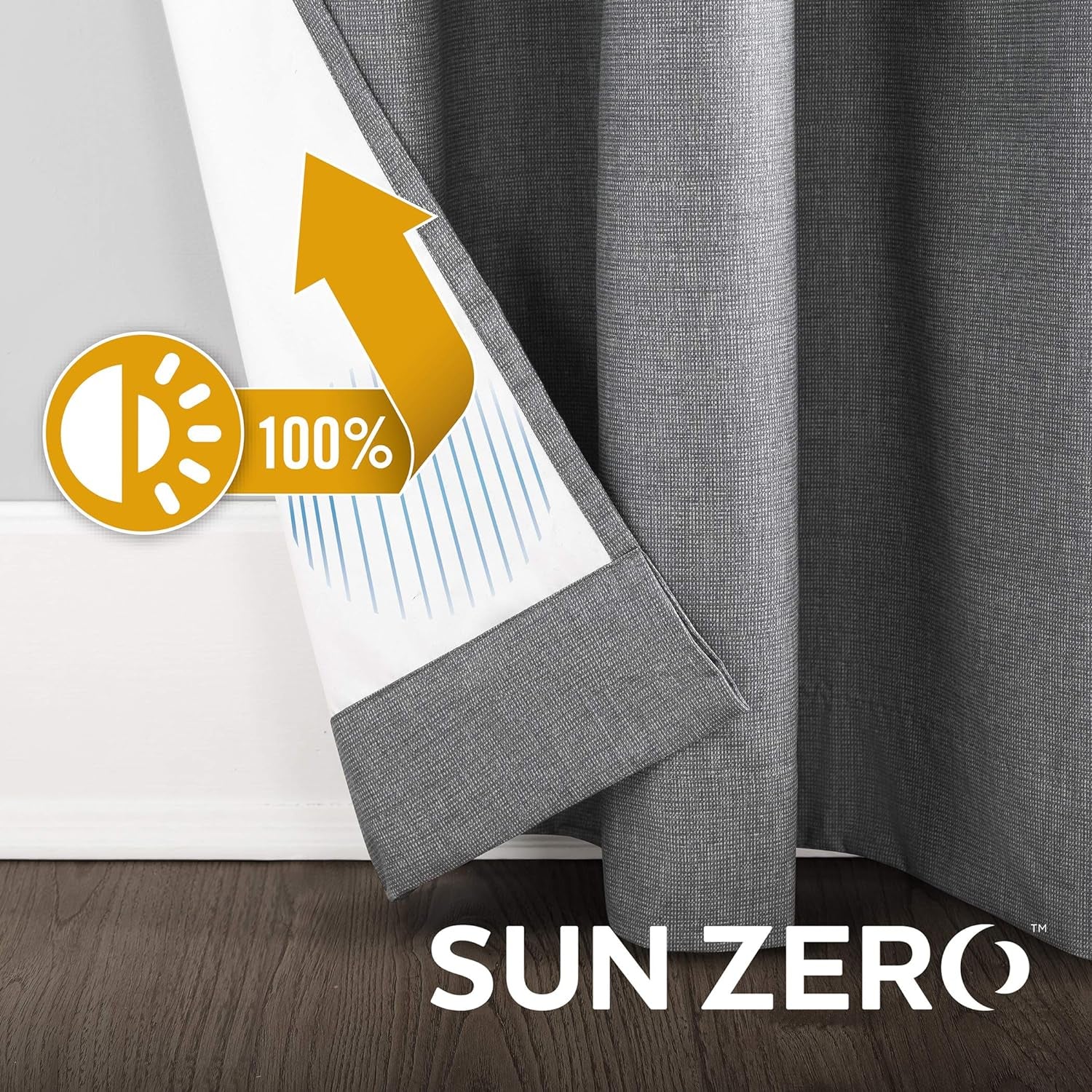 Sun Zero Columbia 2-Pack Thermal Energy Saving 100% Blackout Grommet Curtain Panel Pair, 50" X 84", Gray  Sun Zero   