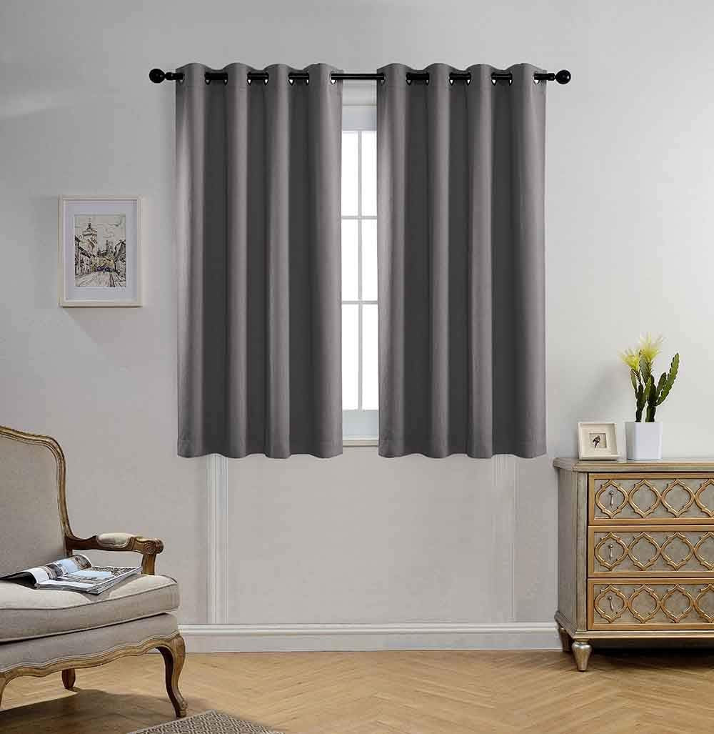 MIUCO Blackout Curtains Room Darkening Curtains Textured Grommet Curtains for Window Treatment 2 Panels 52X63 Inch Long Teal  MIUCO Grey 52X63 Inch 