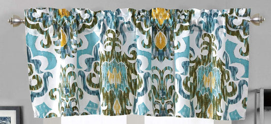 Grandlinen - Modern Printed Grommet Window Valance 54 Inch Wide X 18 Inch Long (Turquoise, Blue, White, Green, Yellow)