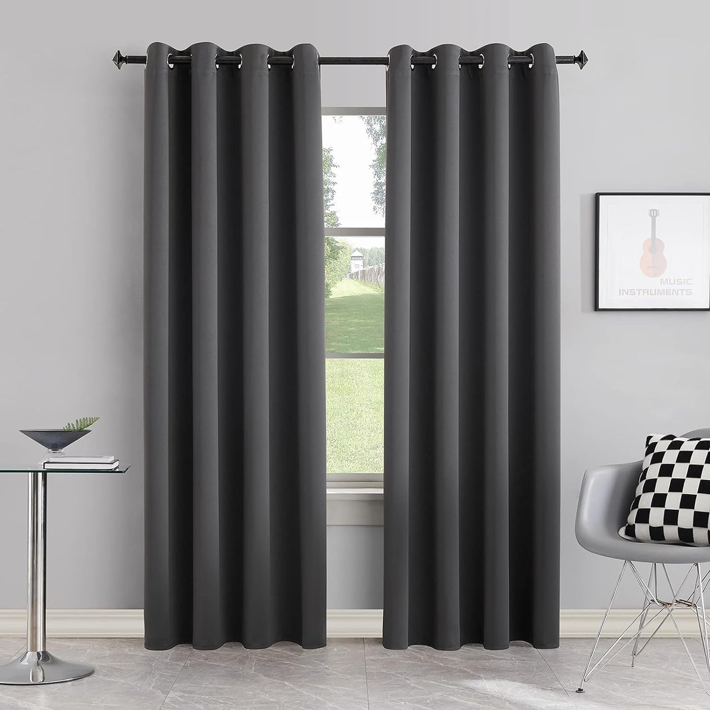 BERSWAY 99% Blackout Curtains & Drapes Panels 84 Inches Darkening Curtains - Thermal Insulated Curtain for Bedroom-Red 84 Inches Long Grommet Window Curtain 2 Panels Set,W 52" X L 84"  BERSWAY Dark Gray 52"Wx63"L 
