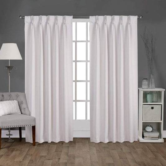 Exclusive Home Sateen Twill Woven Room Darkening Blackout Pinch Pleat/Hidden Tab Top Curtain Panel Pair, 108" Length, Vanilla  Exclusive Home Curtains Vanilla 108" Length 