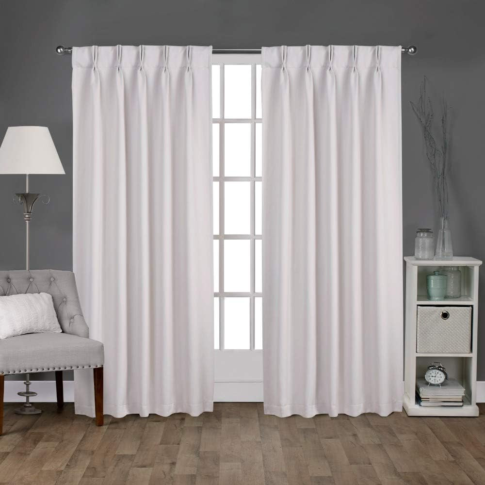 Exclusive Home Sateen Twill Woven Room Darkening Blackout Pinch Pleat/Hidden Tab Top Curtain Panel Pair, 63" Length, Charcoal  Exclusive Home Curtains Vanilla 108" Length 