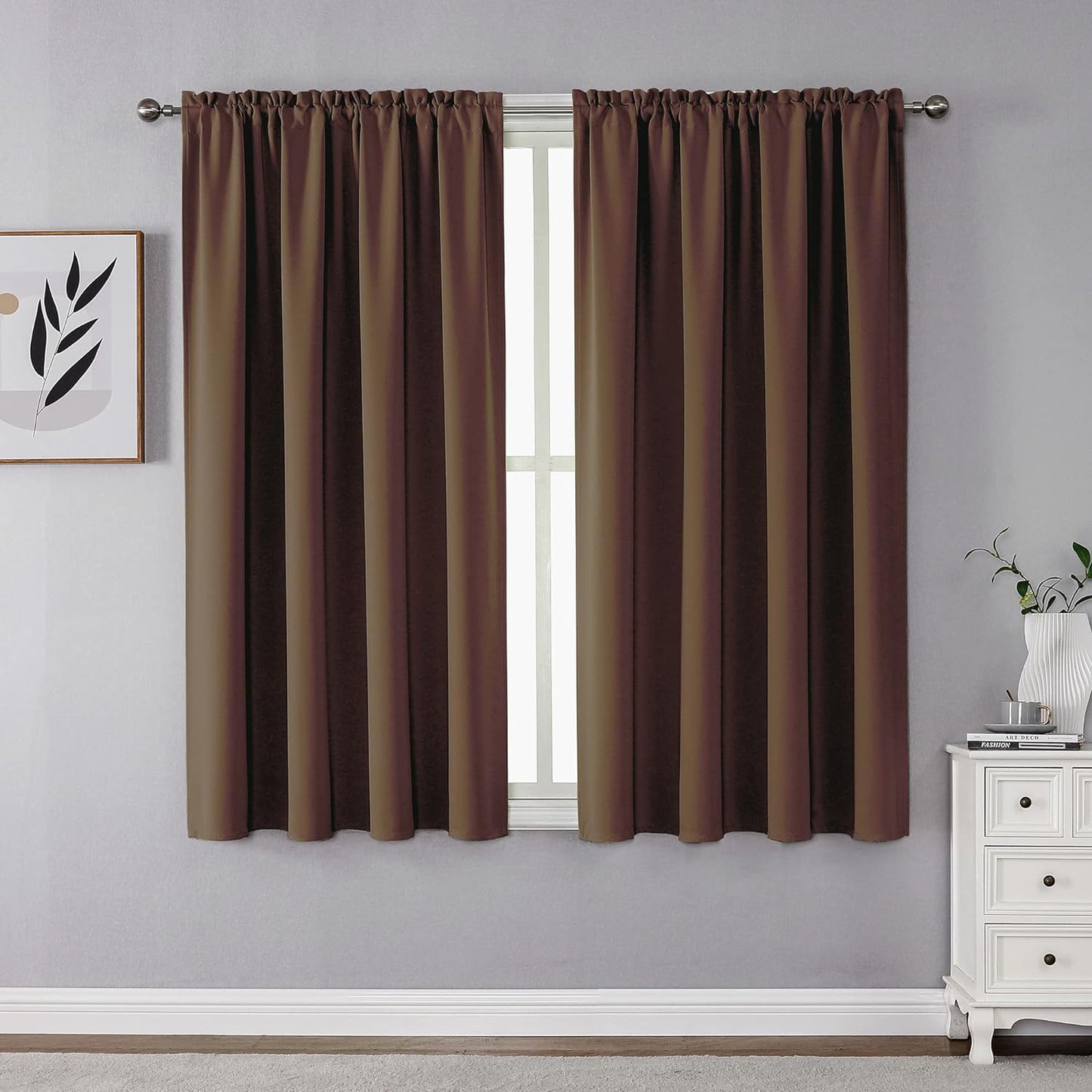 CUCRAF Blackout Curtains 84 Inches Long for Living Room, Light Beige Room Darkening Window Curtain Panels, Rod Pocket Thermal Insulated Solid Drapes for Bedroom, 52X84 Inch, Set of 2 Panels  CUCRAF Brown 52W X 54L Inch 2 Panels 