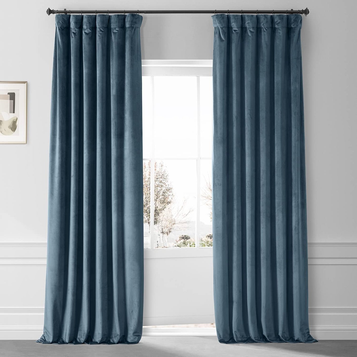 HPD HALF PRICE DRAPES Blackout Solid Thermal Insulated Window Curtain 50 X 96 Signature Plush Velvet Curtains for Bedroom & Living Room (1 Panel), VPYC-SBO198593-96, Diva Cream  Exclusive Fabrics & Furnishings Oxford Blue 50 X 96 