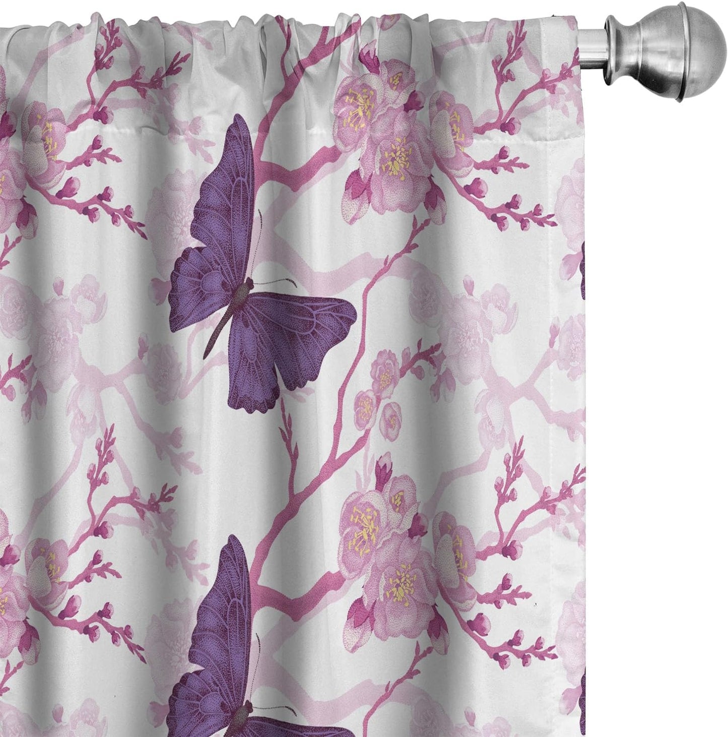 Ambesonne Floral 2 Panel Curtain Set, Colorful Spring Wildflowers Demonstration with Asters Chamomiles and Fern Leaves, Window Treatment Living Room Bedroom Decor, Pair of - 28" X 63", Green Magenta  Ambesonne Purple Pink Pair Of - 28" X 95" 