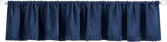 Woven Trends Semi Sheer Pinch Pleated Curtains, Solid Farmhouse and Modern Rustic Curtains, Chenille Cloth with Box Pleated Edges for Living Room, Bedroom, 52" W X 14" L, Navy Blue  Woven Trends Navy  