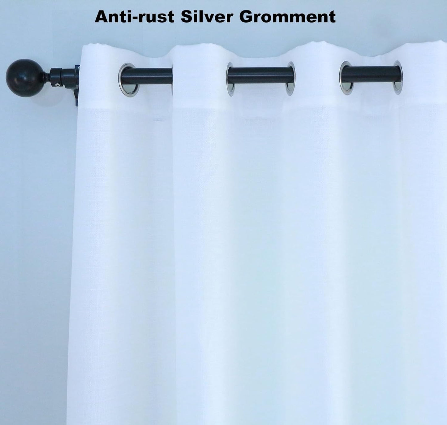 Mvchennl White Sheer Curtains Thick Linen Textured Silver Grommet 2 Panels Light Filtering Drapes for Living Room/Office/Dining Room Window Treatments, 55" Wx102 L  SoninMay   