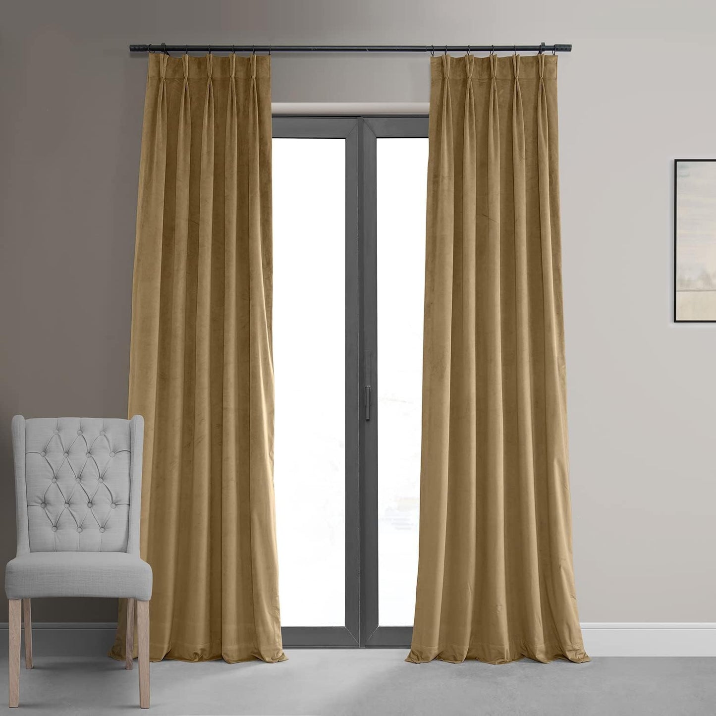 HPD Half Price Drapes Velvet Blackout Curtains/Drapes - 96 Inches Long 1 Panel Blackout Curtain Signature Pleated for Living Room & Bedroom - 25W X 96L, Porcelain White  Exclusive Fabrics & Furnishings Amber Gold 25W X 108L 