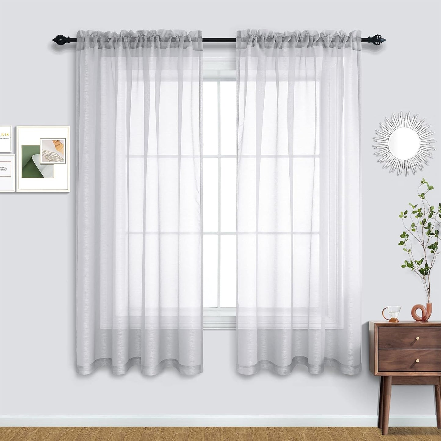 Terracotta Curtains 84 Inch Length for Living Room 2 Panel Sets Rod Pocket Sheer Curtains for Living Room Rust Burnt Orange Red  PITALK TEXTILE Silver 52X63 