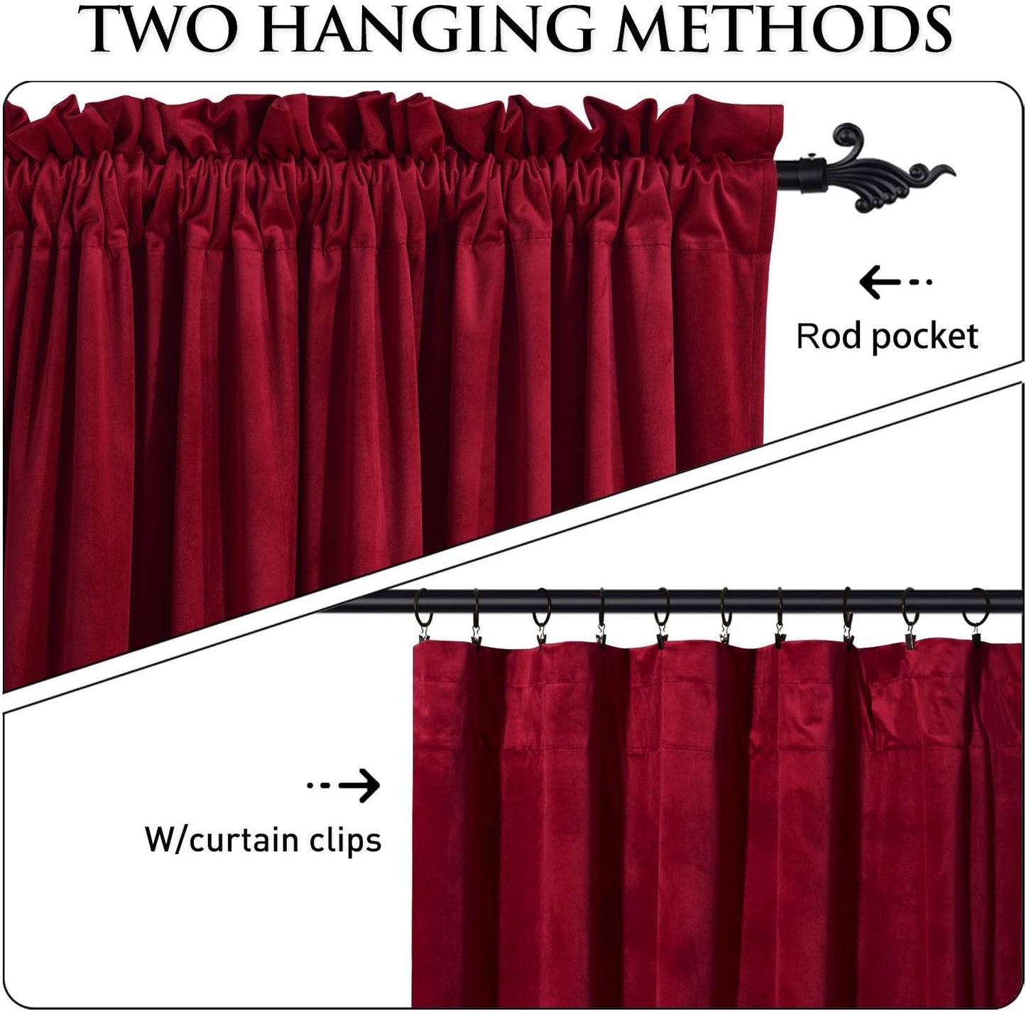 Stangh Theater Red Velvet Curtains - Super Soft Velvet Blackout Insulated Curtain Panels 84 Inches Length for Living Room Holiday Decorative Drapes for Master Bedroom, W52 X L84, 2 Panels  StangH   