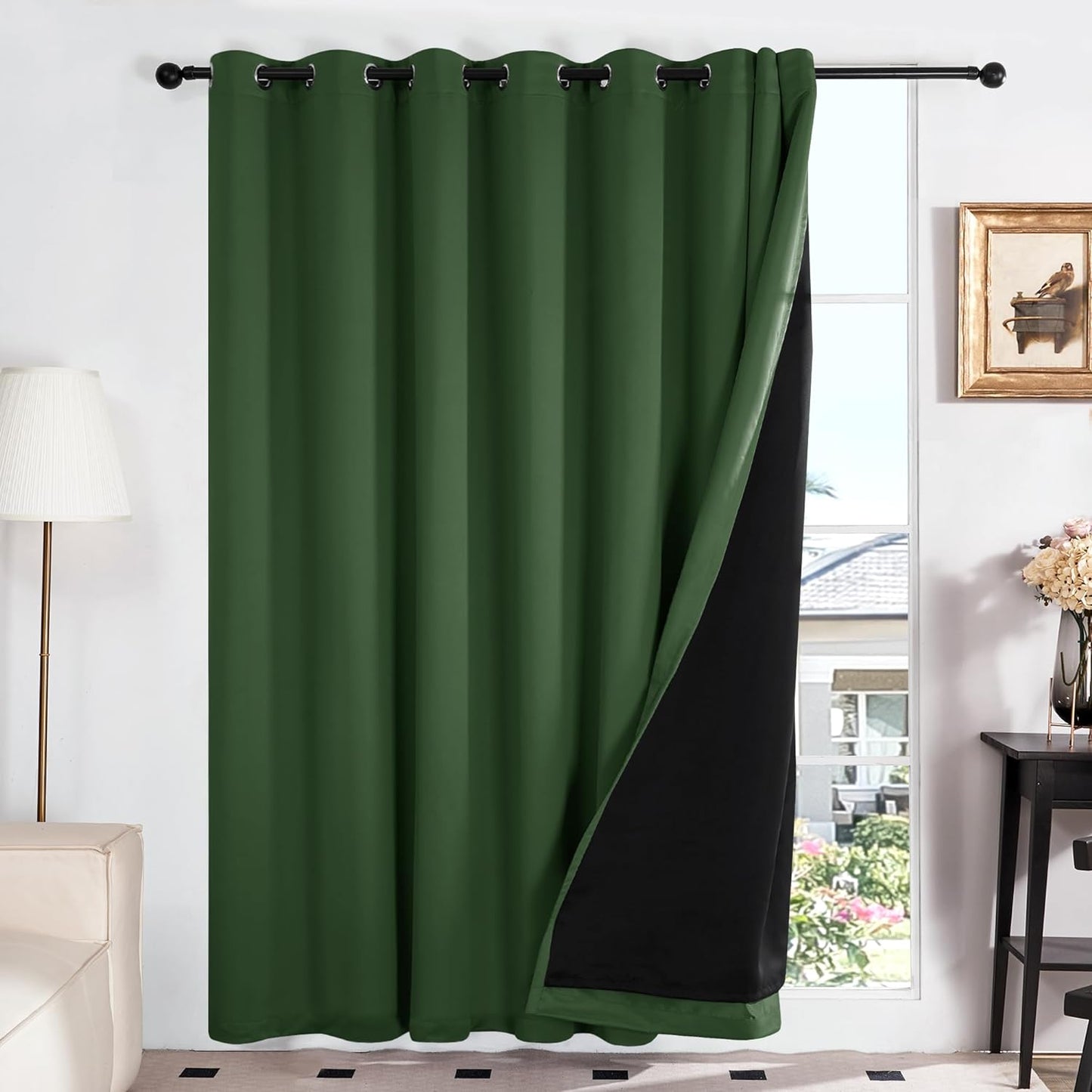 Deconovo 100% White Blackout Curtains, Double Layer Sliding Door Curtain for Living Room, Extra Wide Room Divder Curtains for Patio Door (100W X 84L Inches, Pure White, 1 Panel)  DECONOVO Green 100W X 95L Inch 