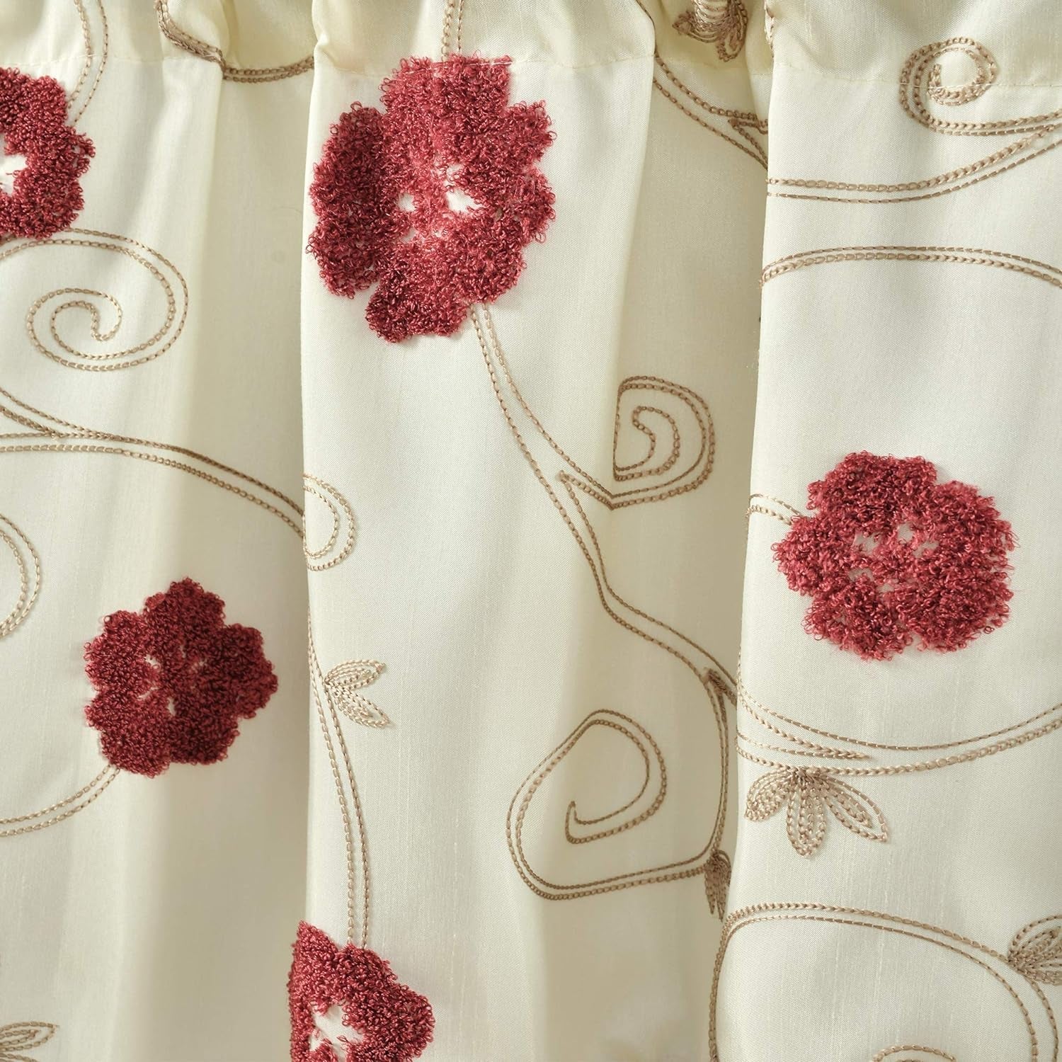 Lush Decor Valance Royal Embrace Floral Window Kitchen Curtain (Single), 18” X 42”, Blue, Red