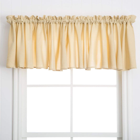 84 Inch Gold Solid Color Window Valance Single Panel, Pale Yellow Texture Pattern Window Treatment 1 Piece Elegant Accent Look Straight Design Extra Wide Stylish Traditional Rod Pocket, Polyester
