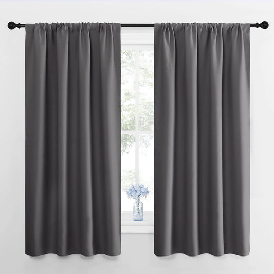 NICETOWN Blackout Curtains Panels for Bedroom - Thermal Insulated Rod Pocket Window Blackout Drapes/Draperies for Living Room (2 Panels, W42 X L63 Inches, Grey)  NICETOWN   