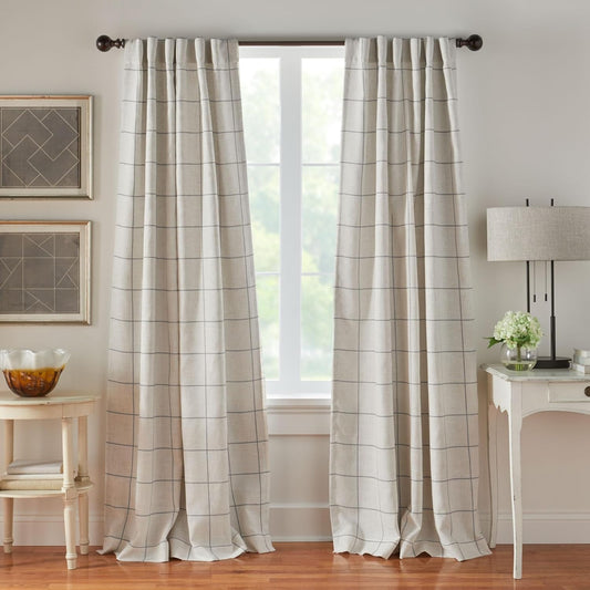 Elrene Home Fashions Brighton Windowpane Plaid Blackout Window Curtain, Living Room and Bedroom Drape with Rod Pocket Tabs, 52" X 95", Grey, 1 Panel  Elrene Home Fashions Grey 52 In X 95 In 