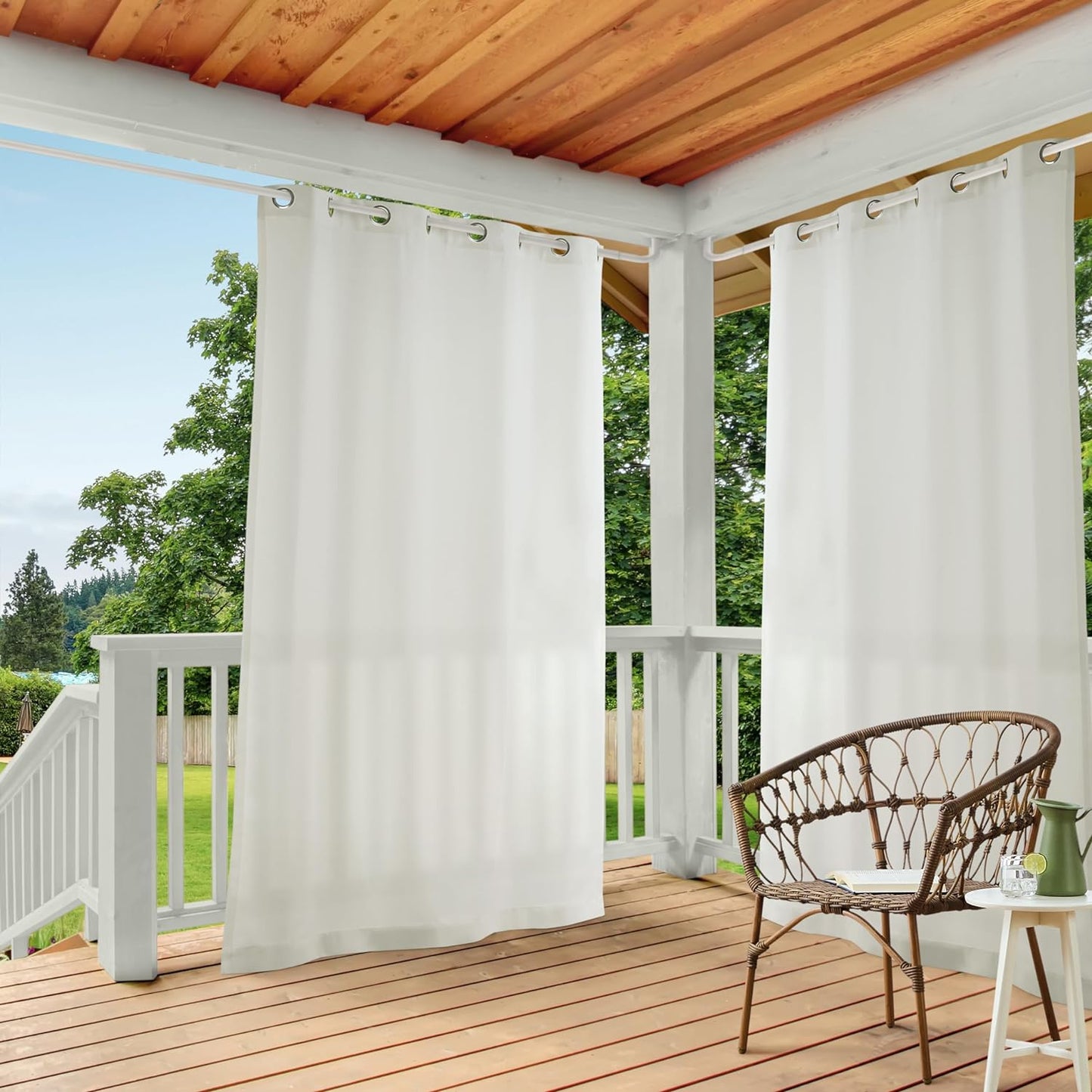 Exclusive Home Cabana Solid Indoor/Outdoor Light Filtering Grommet Top Curtain Panel, 54"X84", Natural, Set of 2  Exclusive Home Curtains Vanilla 54X108 