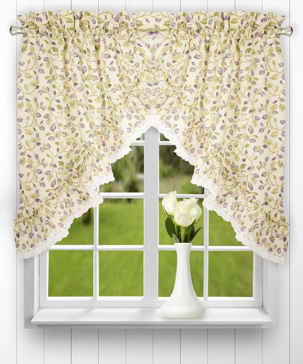 Ellis Curtain Clarice 52-By-12 Inch Ruffled Valance, Violet  A.L. Ellis Curtain Violet 58 X 36 Swag 